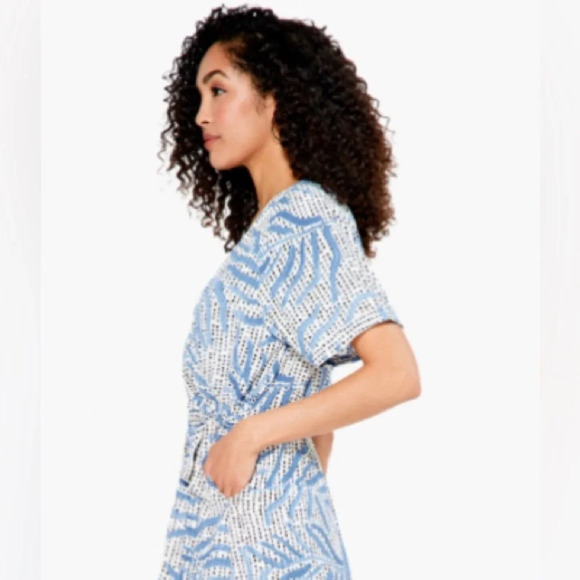 NIC+ZOE Women's Palm Dot Dress Faux Wrap Tie Waist With Pockets XS - Picture 3 of 6